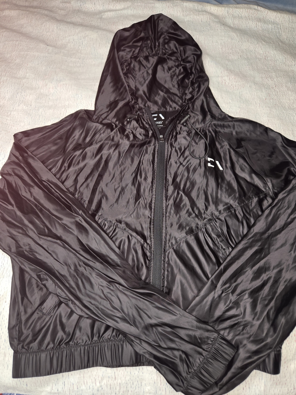 EV Lightweight Black Hooded Windbreaker Jacket